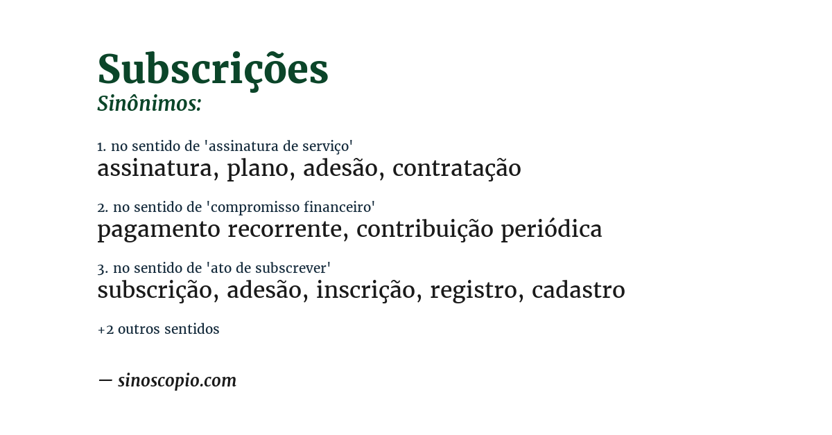 Sinônimo de subscrições