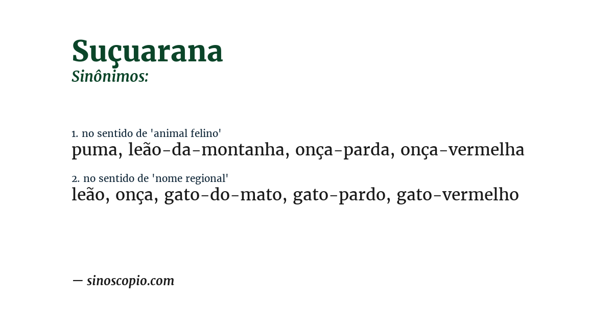 Sinônimo de suçuarana