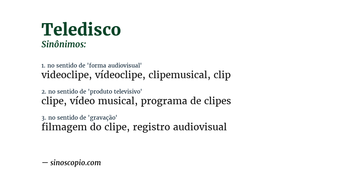 Sinônimo de teledisco