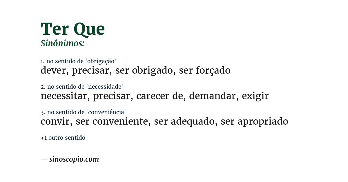 Sinônimo de ter que