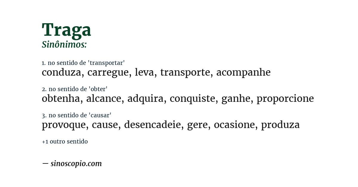 Sinônimo de traga