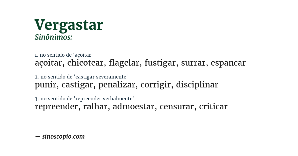 Sinônimo de vergastar