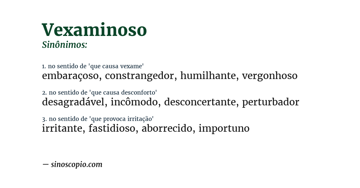 Sinônimo de vexaminoso