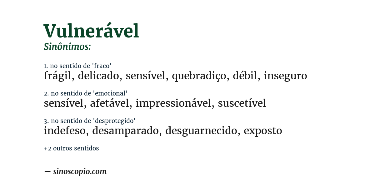Sinônimo de vulnerável