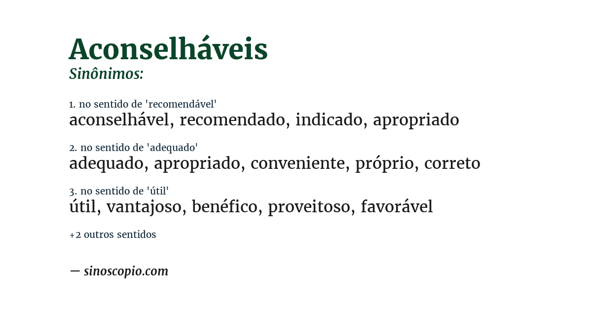 Sinônimo de aconselháveis