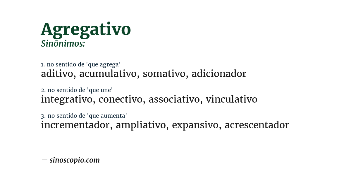Sinônimo de agregativo