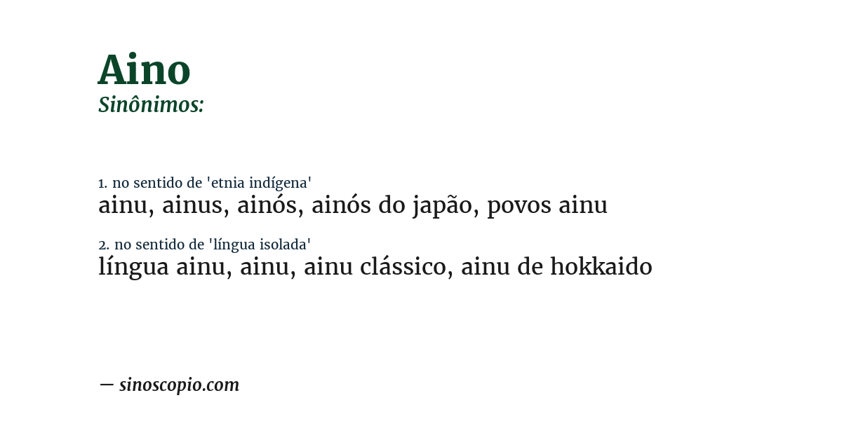 Sinônimo de aino