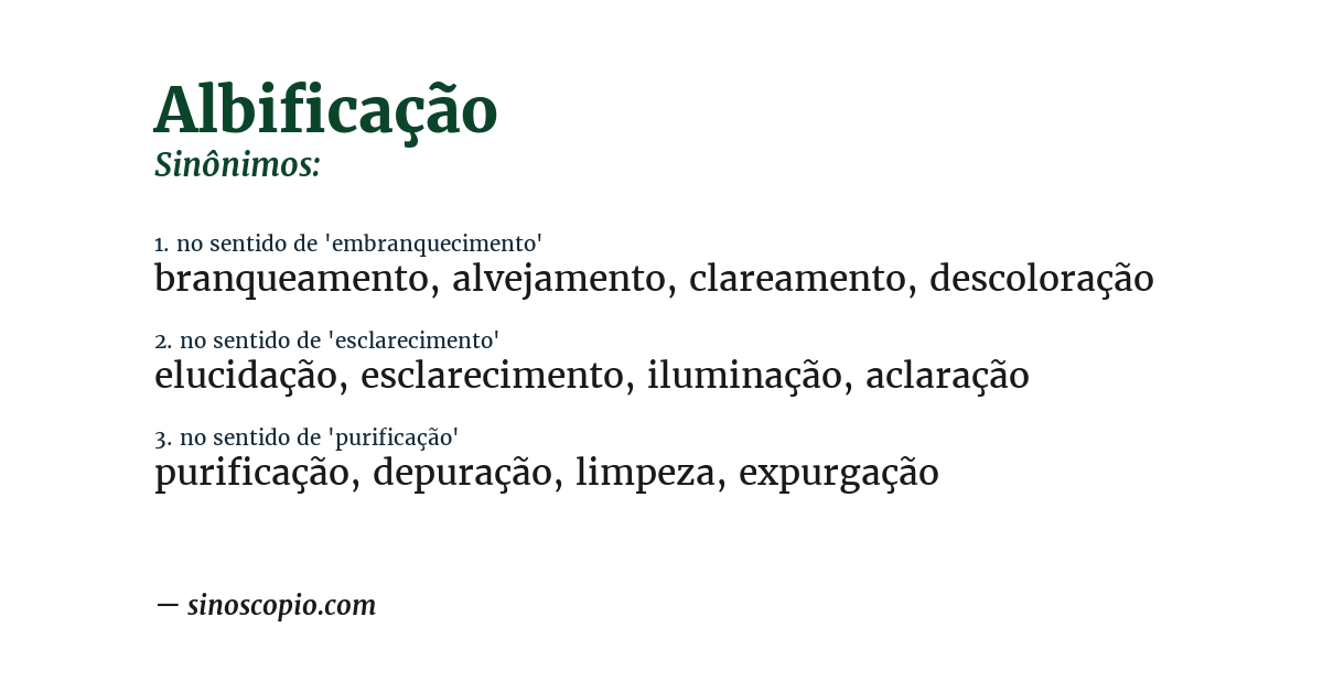 Sinônimo de albificação