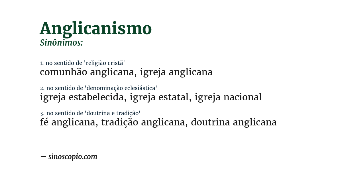 Sinônimo de anglicanismo