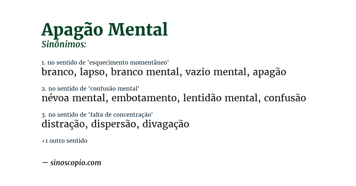 Sinônimo de apagão mental