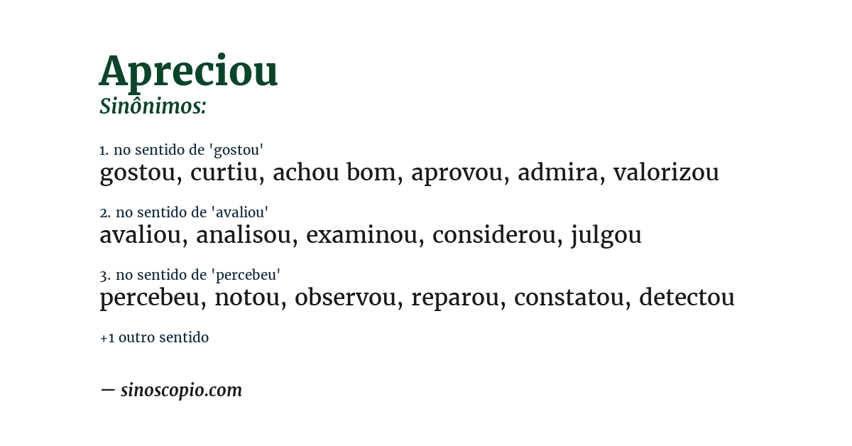 Sinônimo de apreciou