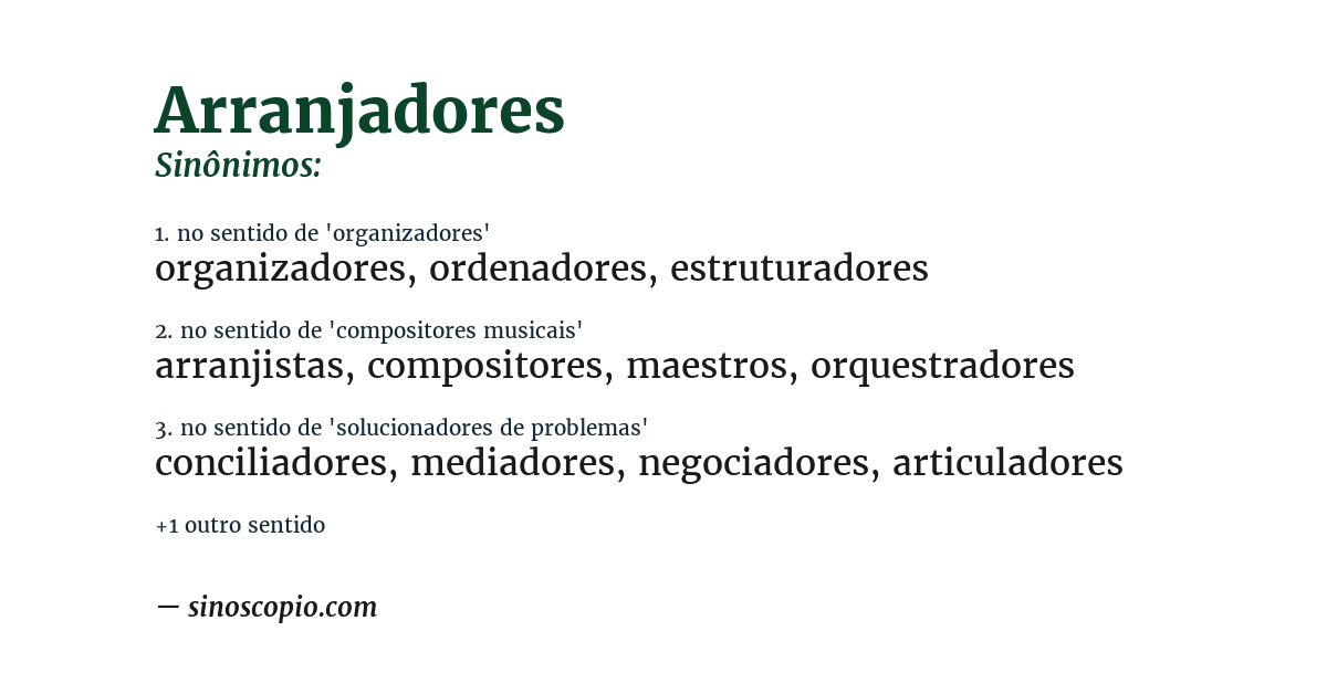 Sinônimo de arranjadores