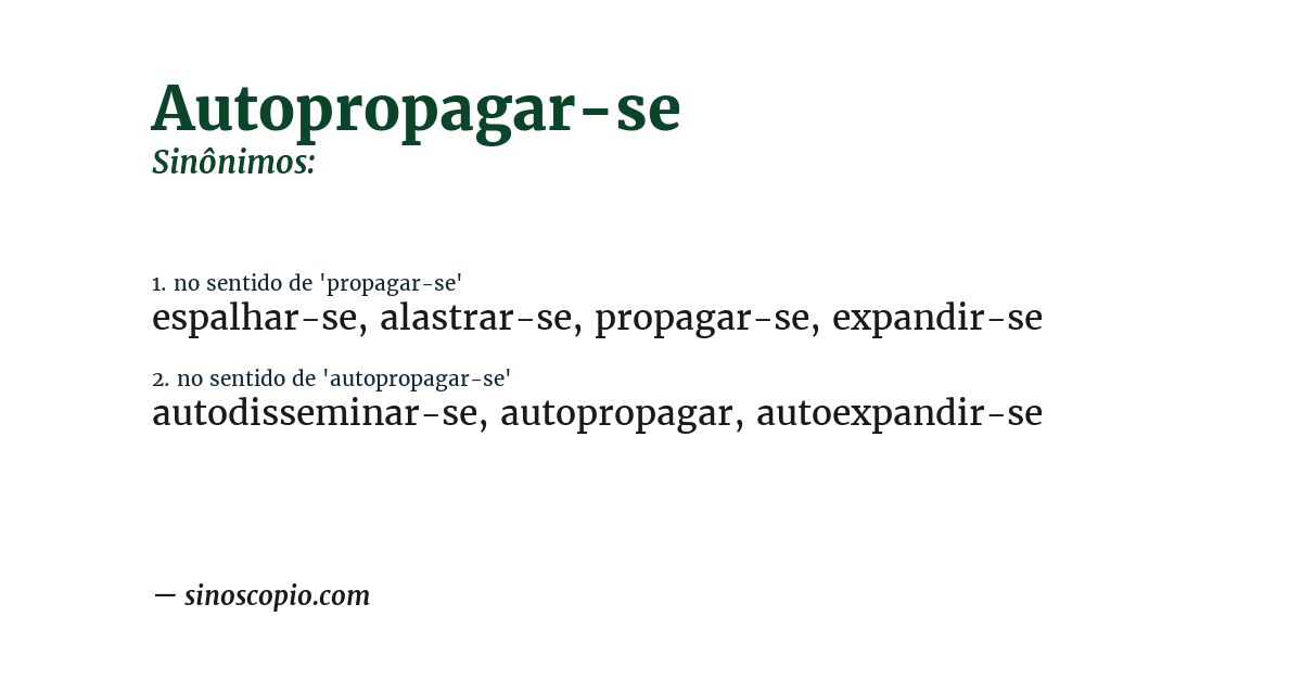 Sinônimo de autopropagar-se