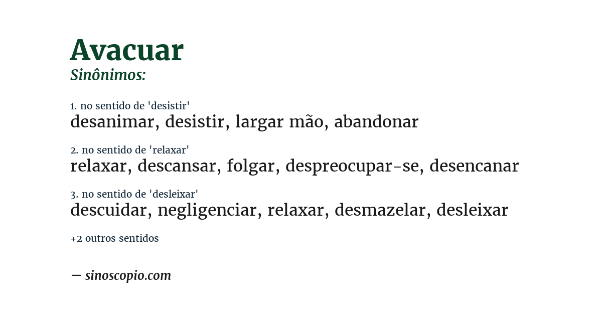 Sinônimo de avacuar