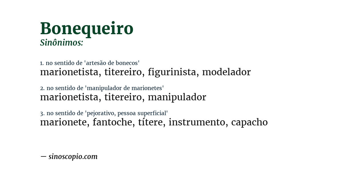Sinônimo de bonequeiro