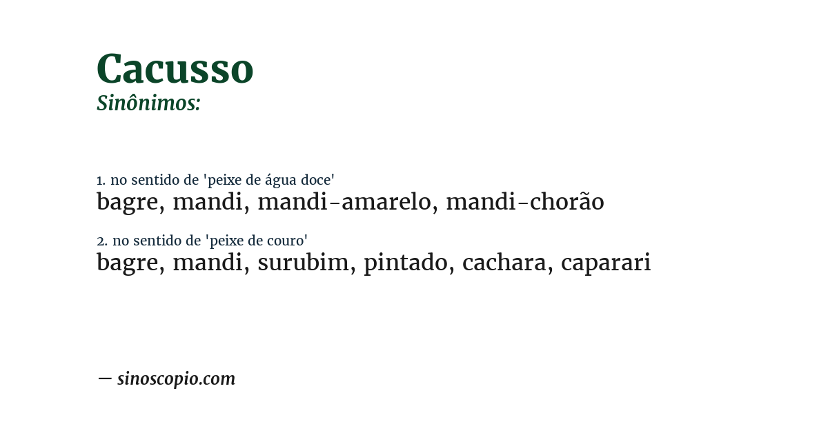 Sinônimo de cacusso