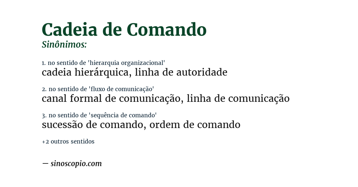 Sinônimo de cadeia de comando