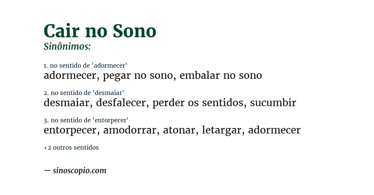 Sinônimo de cair no sono