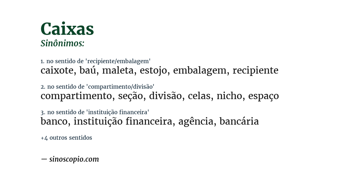 Sinônimo de caixas