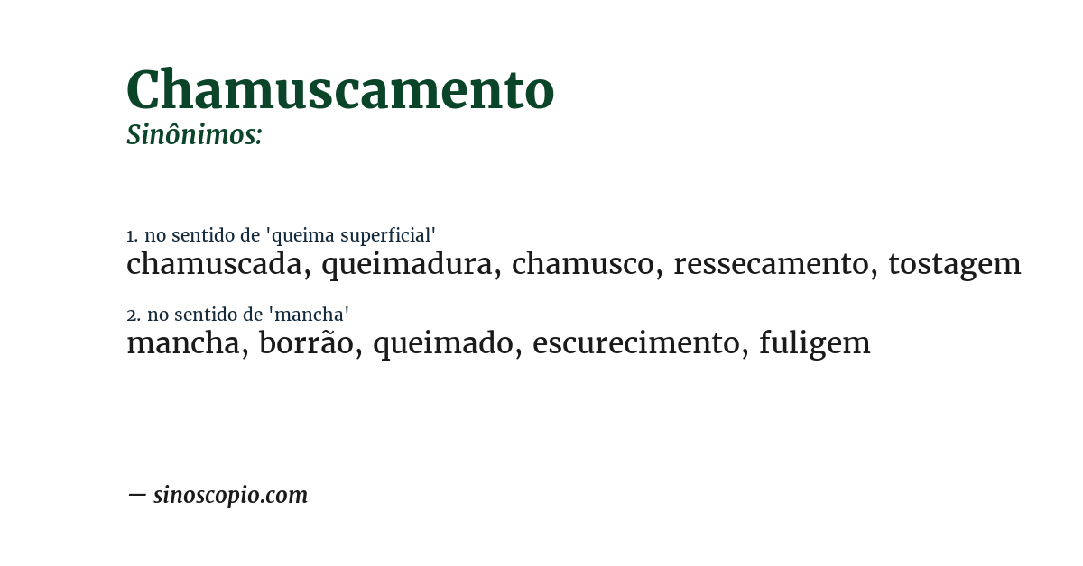 Sinônimo de chamuscamento