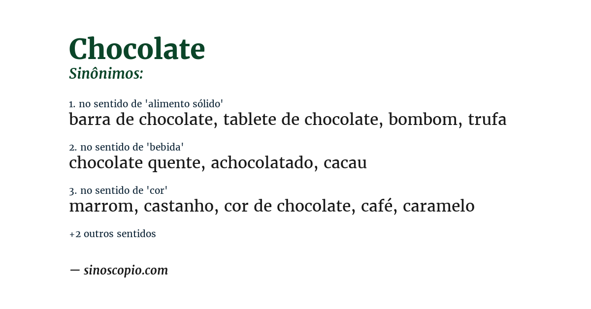 Sinônimo de chocolate