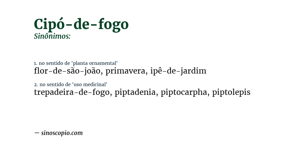 Sinônimo de cipó-de-fogo