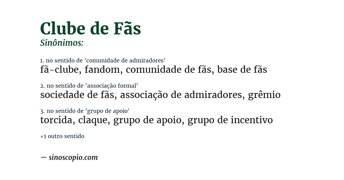 Sinônimo de clube de fãs