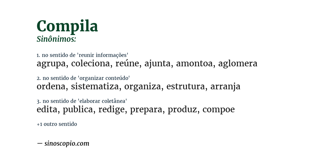 Sinônimo de compila