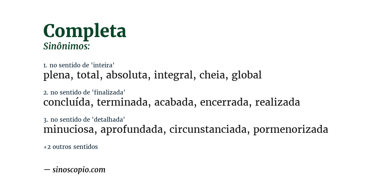 Sinônimo de completa