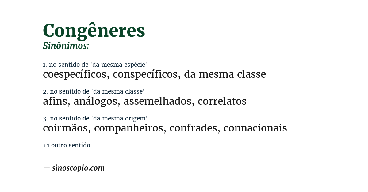 Sinônimo de congêneres
