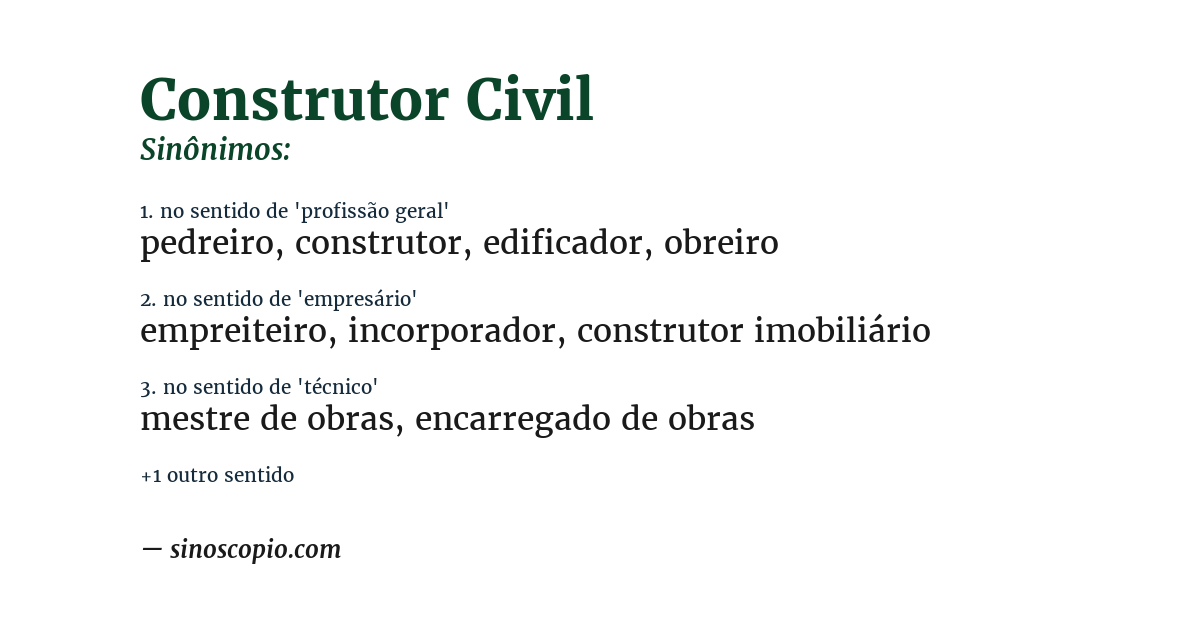 Sinônimo de construtor civil