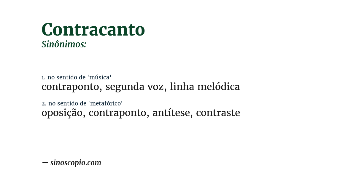 Sinônimo de contracanto
