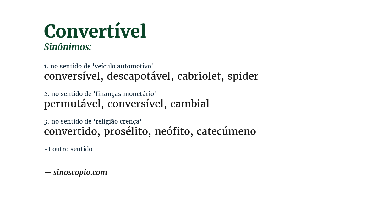 Sinônimo de convertível