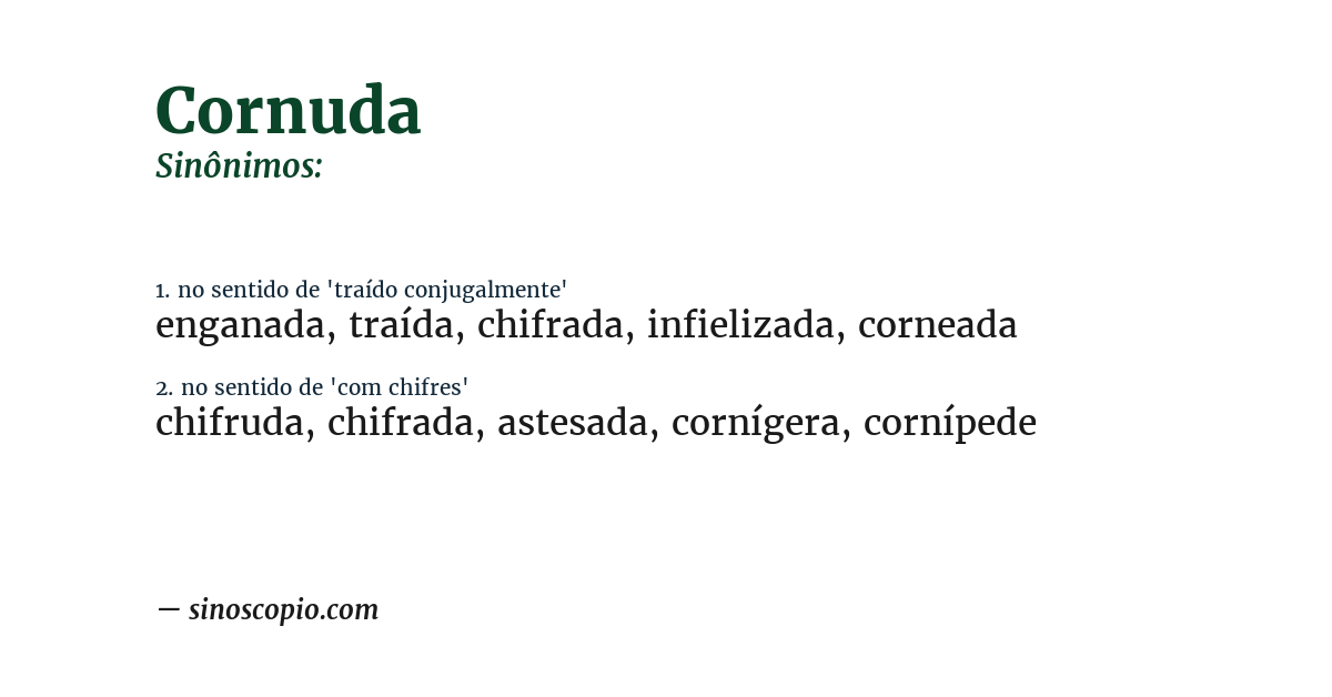 Sinônimo de cornuda