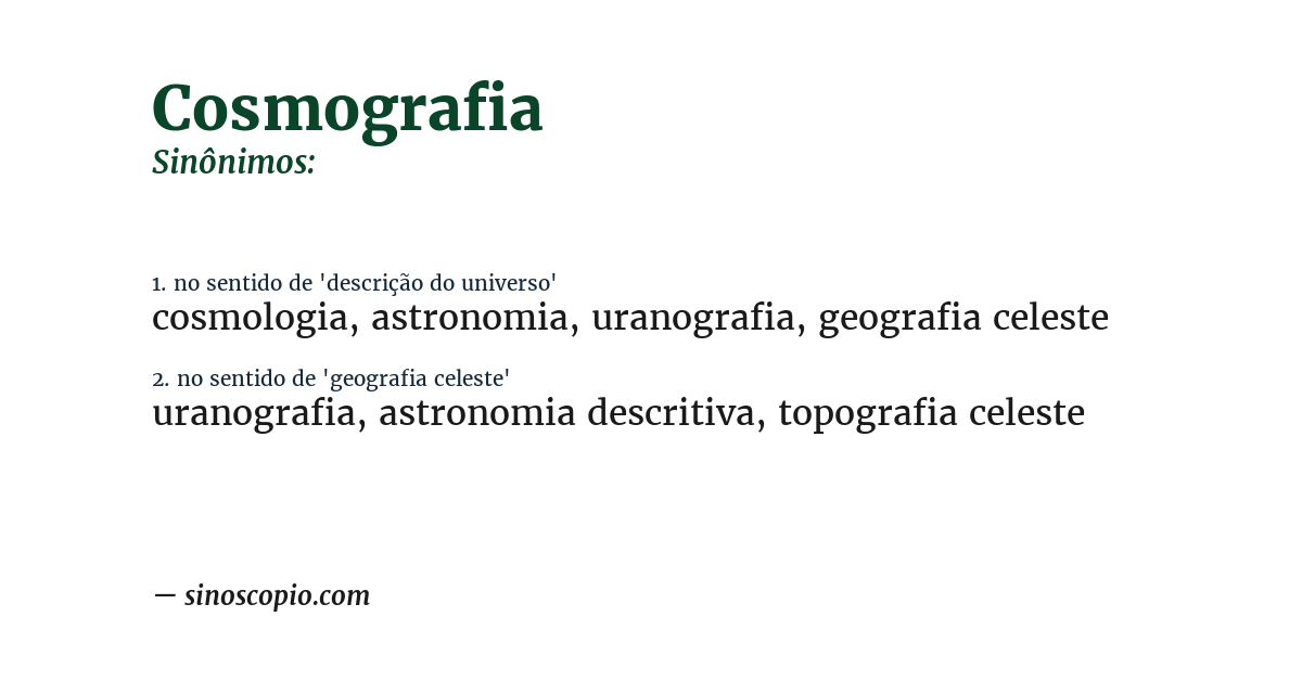 Sinônimo de cosmografia