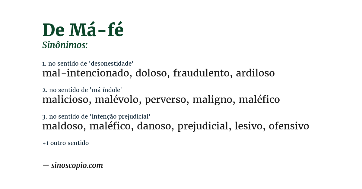 Sinônimo de de má-fé