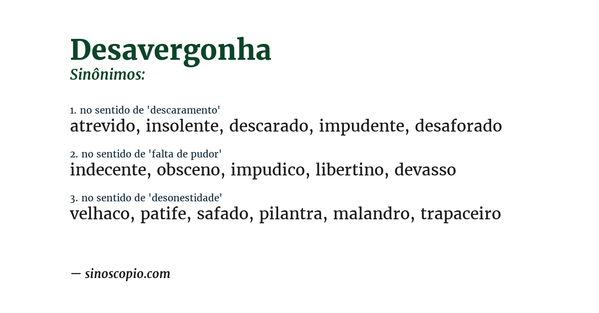 Sinônimo de desavergonha