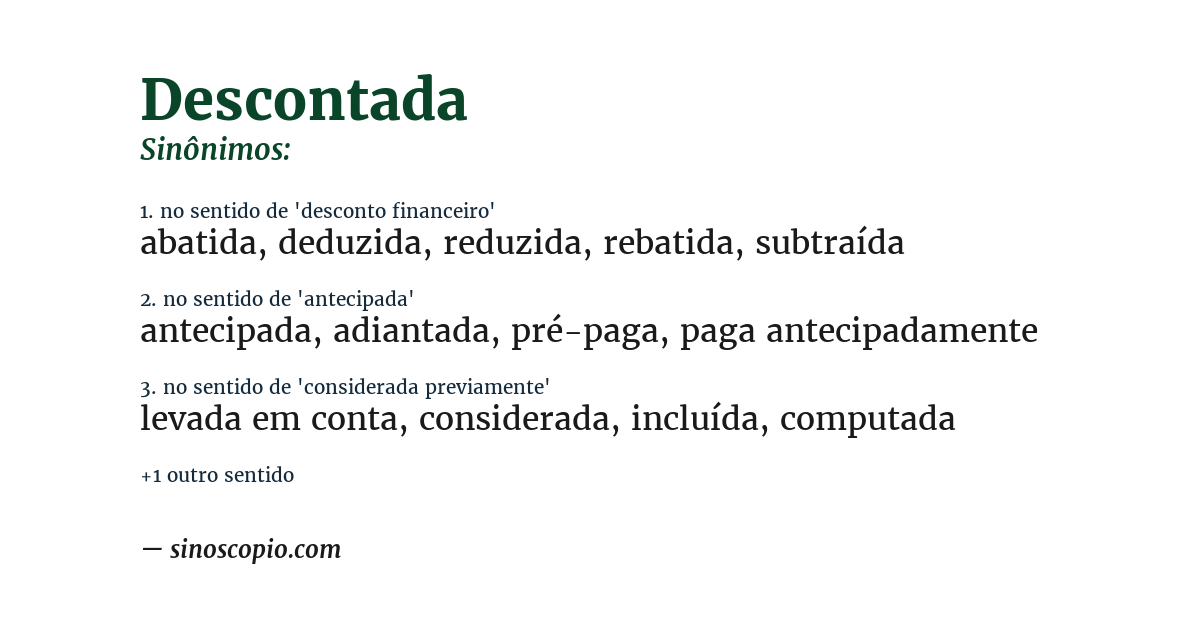 Sinônimo de descontada