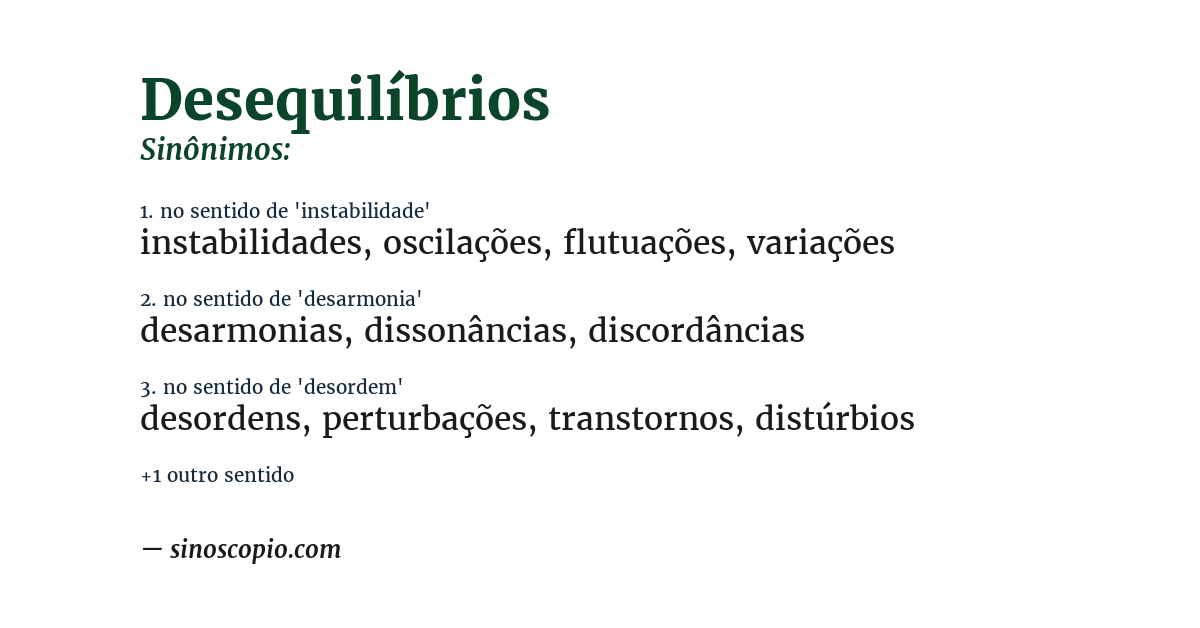 Sinônimo de desequilíbrios
