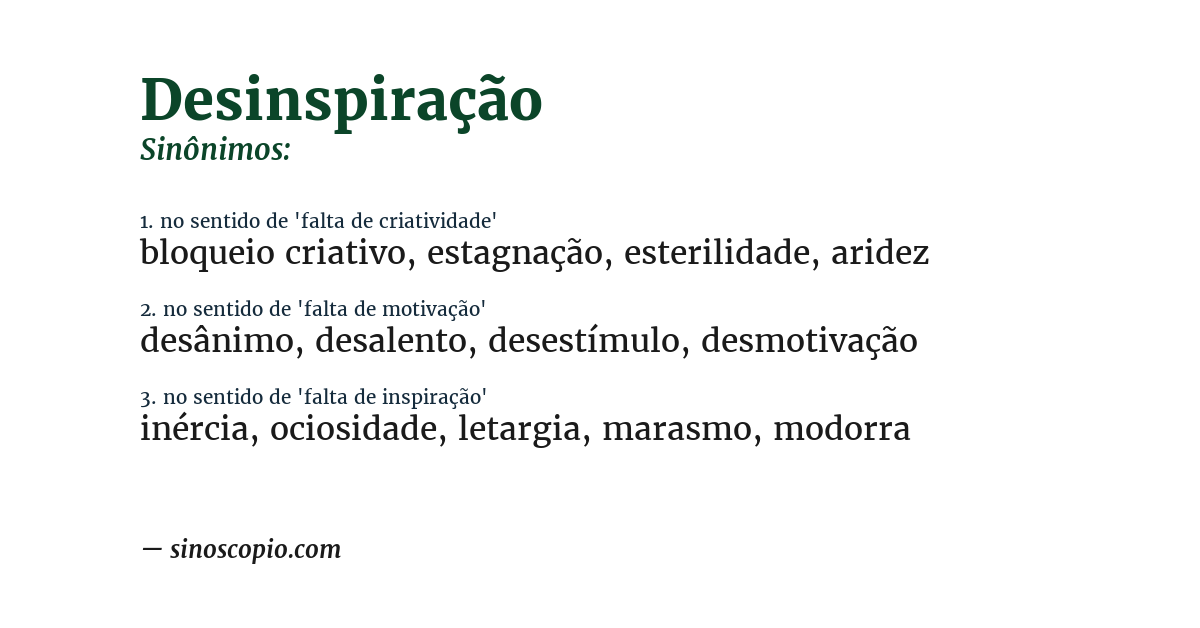 Sinônimo de desinspiração