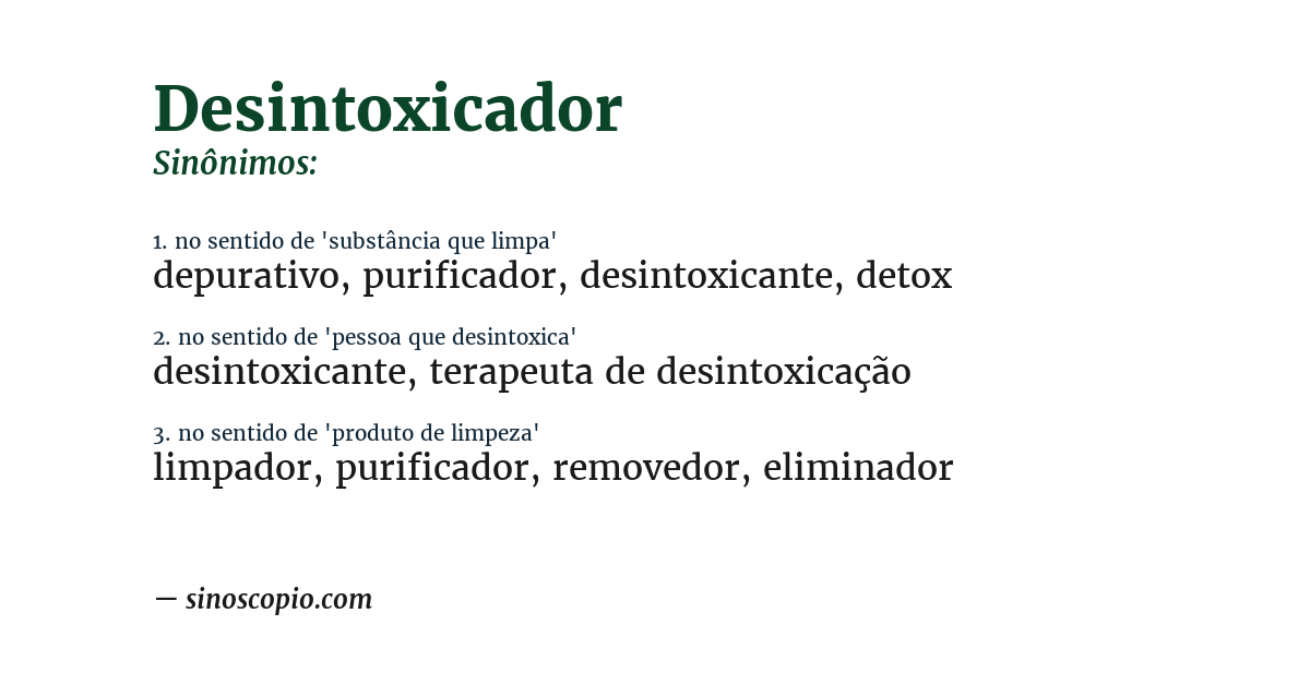 Sinônimo de desintoxicador