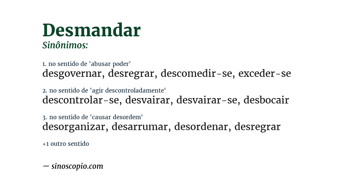 Sinônimo de desmandar