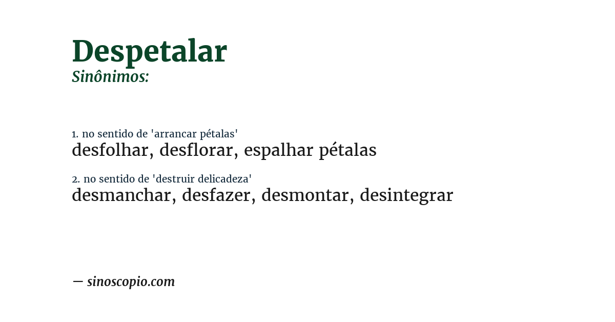 Sinônimo de despetalar