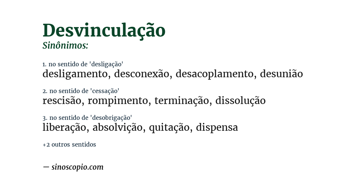 Sinônimo de desvinculação