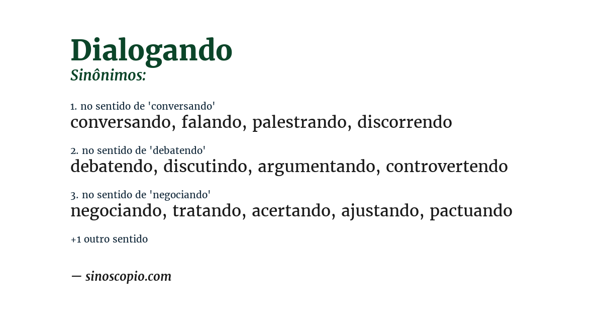 Sinônimo de dialogando