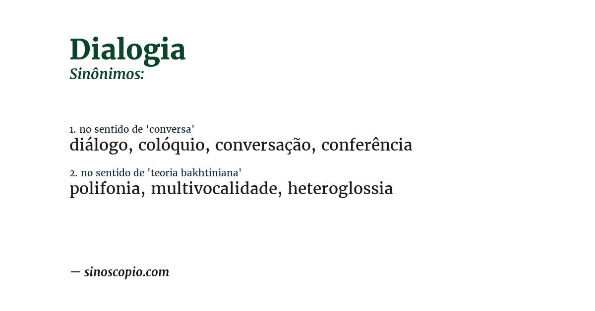 Sinônimo de dialogia
