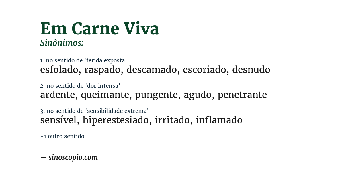 Sinônimo de em carne viva