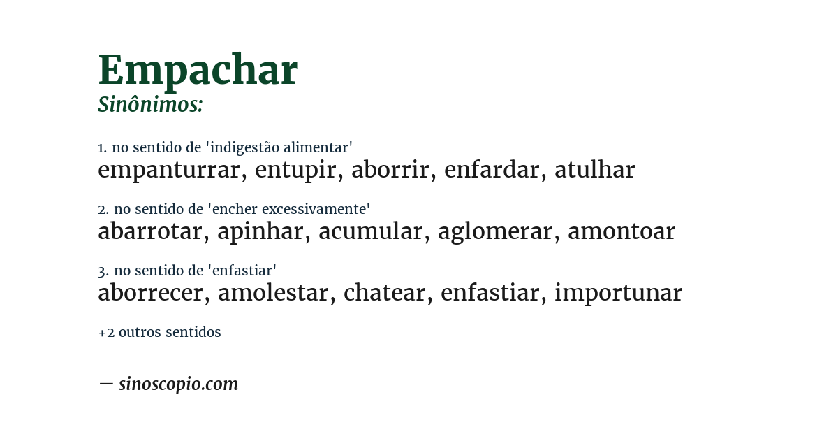 Sinônimo de empachar
