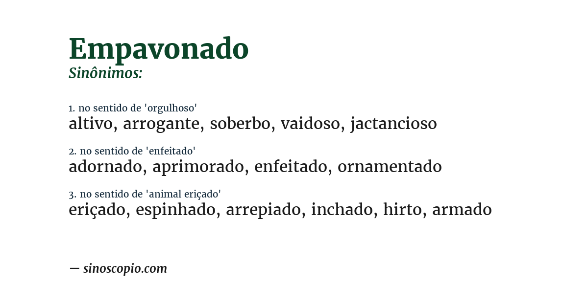 Sinônimo de empavonado