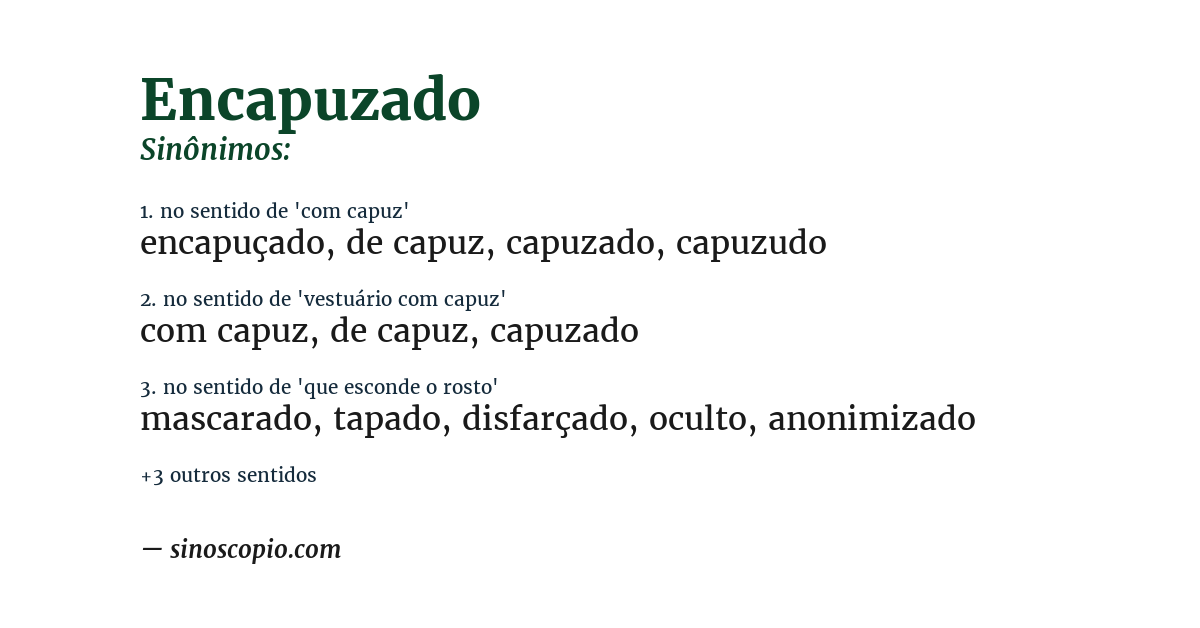 Sinônimo de encapuzado